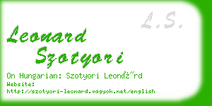leonard szotyori business card